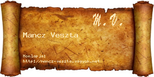Mancz Veszta névjegykártya